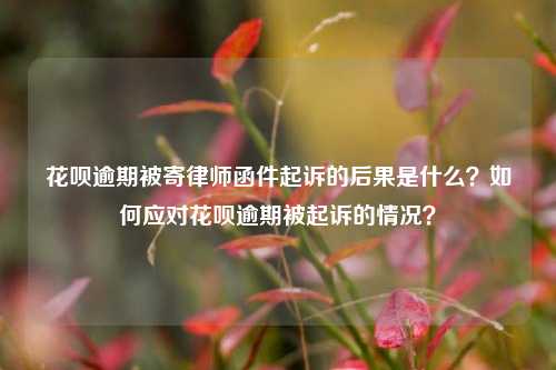 花呗逾期被寄律师函件起诉的后果是什么？如何应对花呗逾期被起诉的情况？