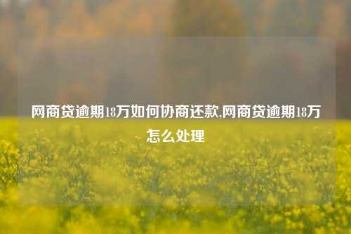 网商贷逾期18万如何协商还款,网商贷逾期18万怎么处理