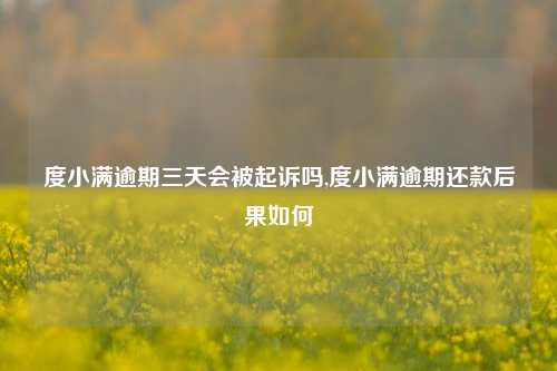 度小满逾期三天会被起诉吗,度小满逾期还款后果如何