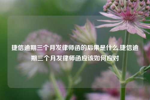 捷信逾期三个月发律师函的后果是什么,捷信逾期三个月发律师函应该如何应对