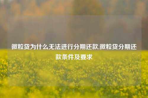 微粒贷为什么无法进行分期还款,微粒贷分期还款条件及要求