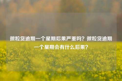 微粒贷逾期一个星期后果严重吗？微粒贷逾期一个星期会有什么后果？