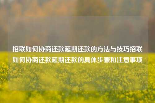 招联如何协商还款延期还款的方法与技巧招联如何协商还款延期还款的具体步骤和注意事项