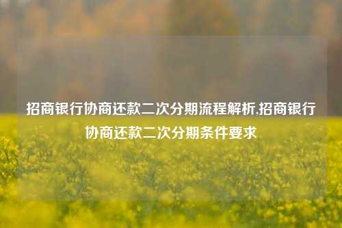 招商银行协商还款二次分期流程解析,招商银行协商还款二次分期条件要求