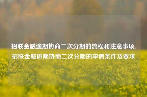 招联金融逾期协商二次分期的流程和注意事项,招联金融逾期协商二次分期的申请条件及要求