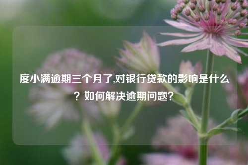 度小满逾期三个月了,对银行贷款的影响是什么？如何解决逾期问题？