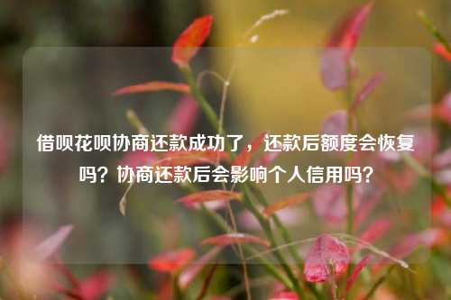 借呗花呗协商还款成功了，还款后额度会恢复吗？协商还款后会影响个人信用吗？