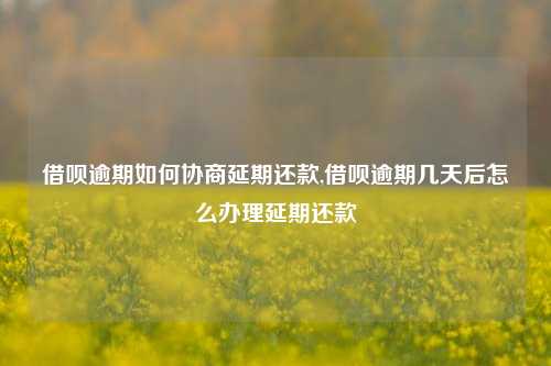 借呗逾期如何协商延期还款,借呗逾期几天后怎么办理延期还款