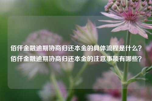 佰仟金融逾期协商归还本金的具体流程是什么？佰仟金融逾期协商归还本金的注意事项有哪些？