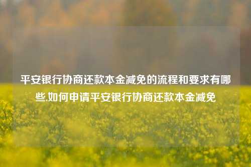 平安银行协商还款本金减免的流程和要求有哪些,如何申请平安银行协商还款本金减免