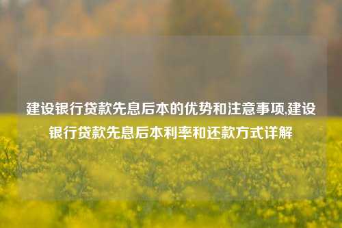 建设银行贷款先息后本的优势和注意事项,建设银行贷款先息后本利率和还款方式详解