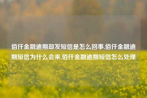 佰仟金融逾期却发短信是怎么回事,佰仟金融逾期短信为什么会来,佰仟金融逾期短信怎么处理