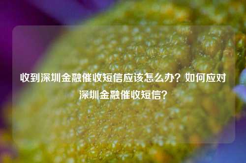 收到深圳金融催收短信应该怎么办？如何应对深圳金融催收短信？