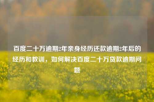 百度二十万逾期2年亲身经历还款逾期2年后的经历和教训，如何解决百度二十万贷款逾期问题