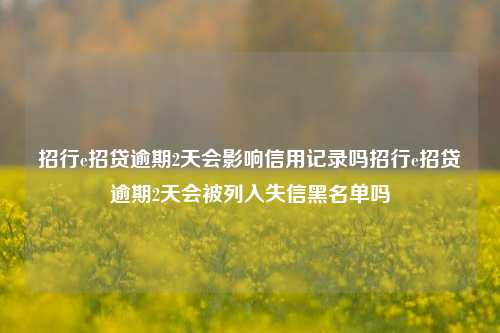 招行e招贷逾期2天会影响信用记录吗招行e招贷逾期2天会被列入失信黑名单吗